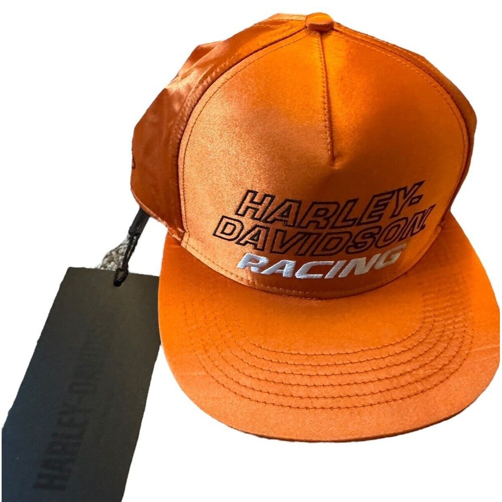 Harley Davidson Screamin Eagle Satin Adjustable Baseball Cap Hat Orange NEW